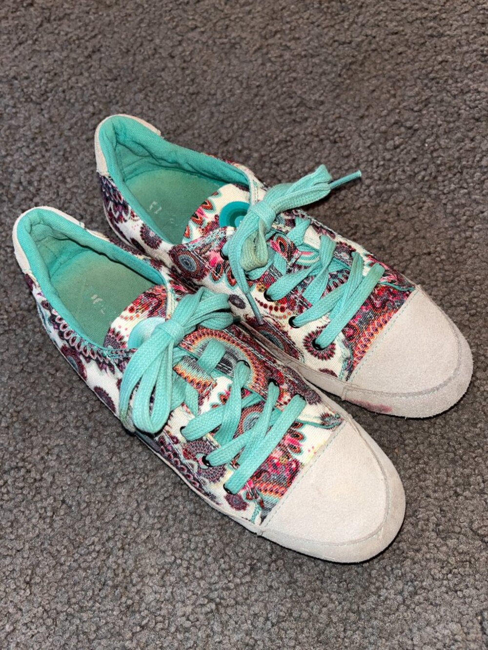 Desigual Urban Print Low Sneakers Mandala Paisley Canvas & Suede - Stained -EU39